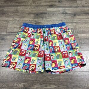 The‎ Rolling Stones Swim Shorts Mens 2XL Multicolor Tongue Logo Band Swim Trunks